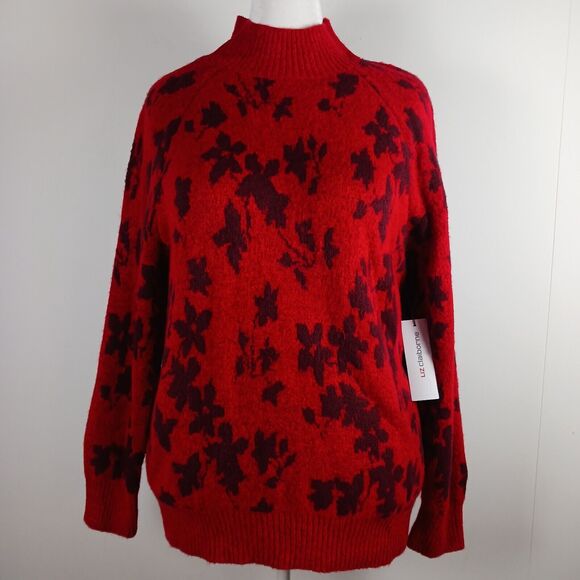 Liz Claiborne Sweater Womens XXL Red Mock Turtleneck Stretch NWT - Picture 1 of 9